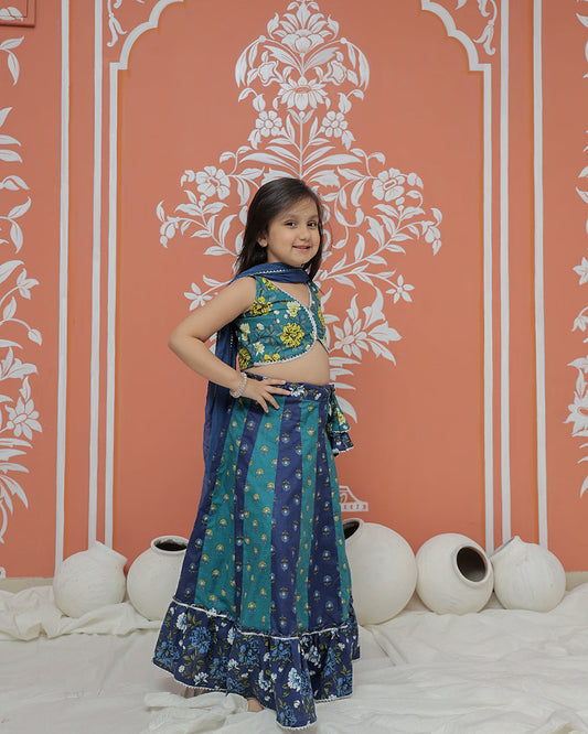 Teal colored Lehenga set