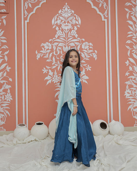 Upada Silk Tye and Dye Lehenga set
