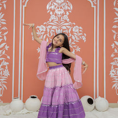 Lilac Lurex Cotton Lehenga set