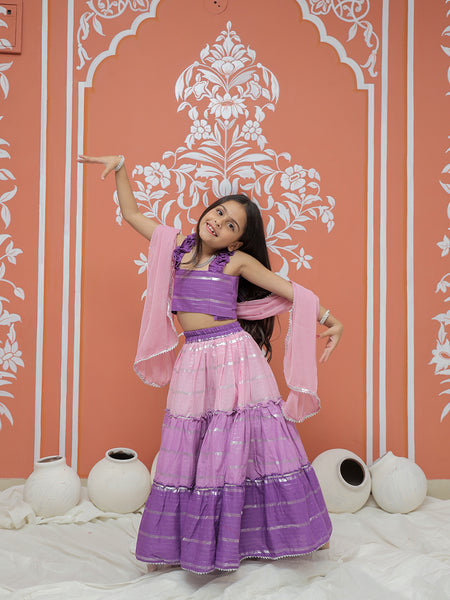 Lilac Lurex Cotton Lehenga set