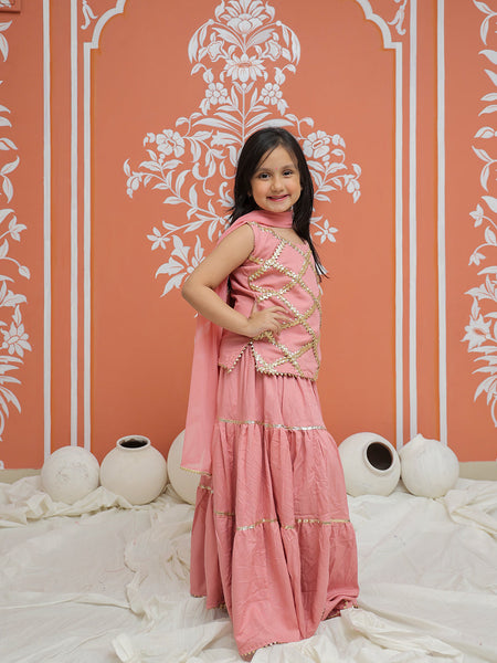 Baby Pink Kurti Lehenga set
