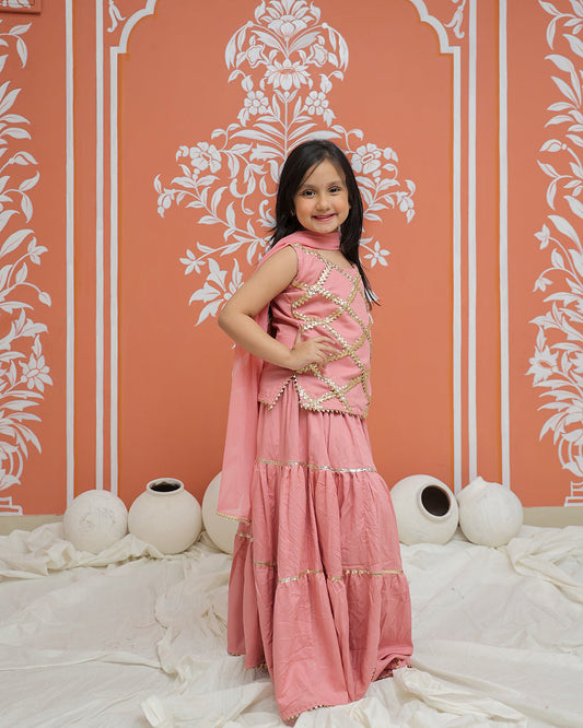 Baby Pink Kurti Lehenga set