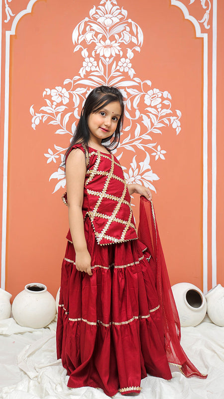 Maroon Kurti Lehenga set