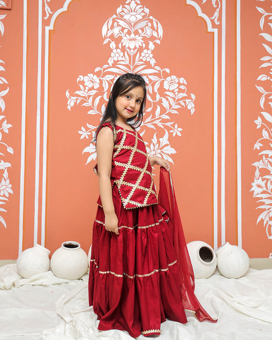 Maroon Kurti Lehenga set