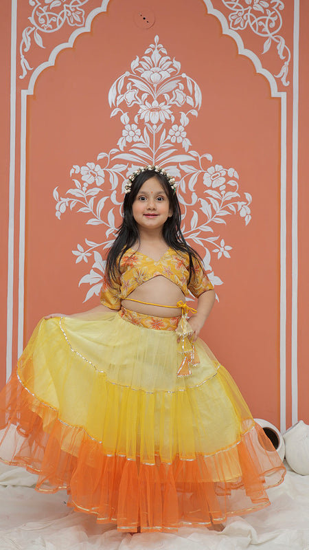Yellow Multi colored Lehenga set
