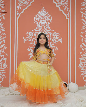 Yellow Multi colored Lehenga set