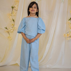 Powder Blue Cotton Slub Coord-set