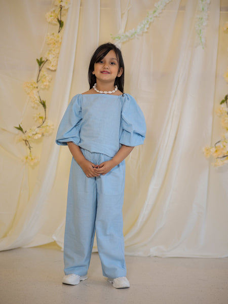 Powder Blue Cotton Slub Coord-set