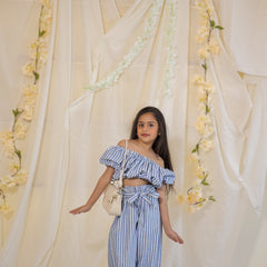 South Cotton Blue Striped Coord-set