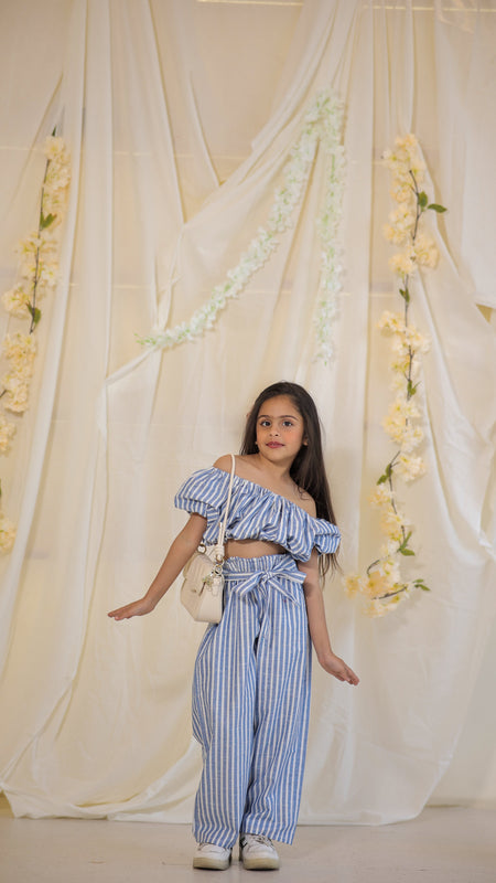 South Cotton Blue Striped Coord-set