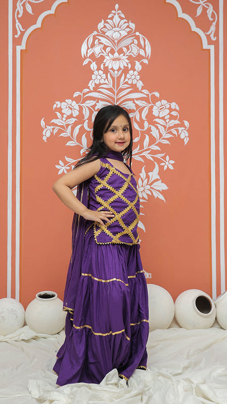 Purple Kurti Lehenga set