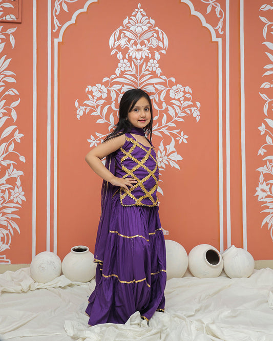 Purple Kurti Lehenga set