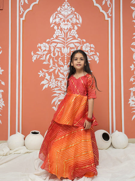 Bandhani Print Multicolor Doriya Ethnic set