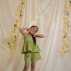 Green Jacquard Cotton Coord Set