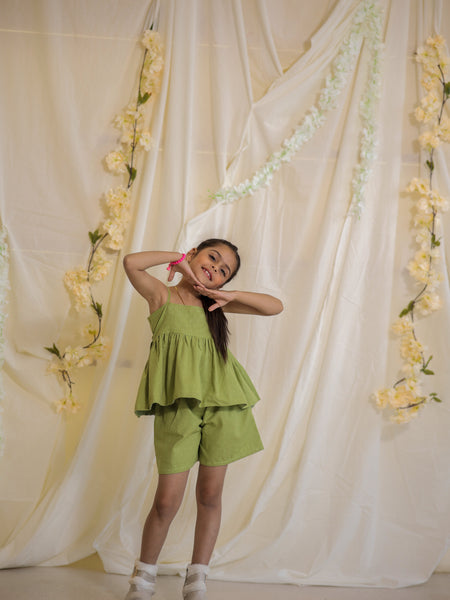 Green Jacquard Cotton Coord Set