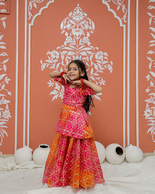 Ghatchola Print Multicolor Doriya Ethnic set