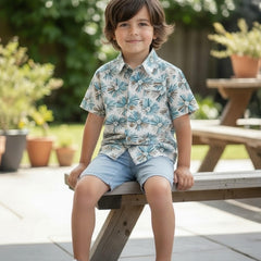 Kids Floral Printed Pure Cotton Half Sleeve Shirt