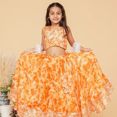 Orange Shibori Kota doriya Lehenga set