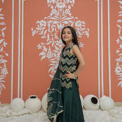 Green Multicolor Gota Design Kurta Palazzo Dupatta Set