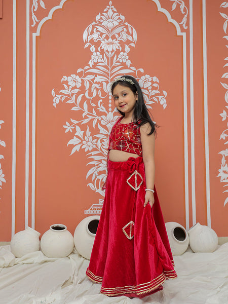 Rani Pink Velvet Lehenga set