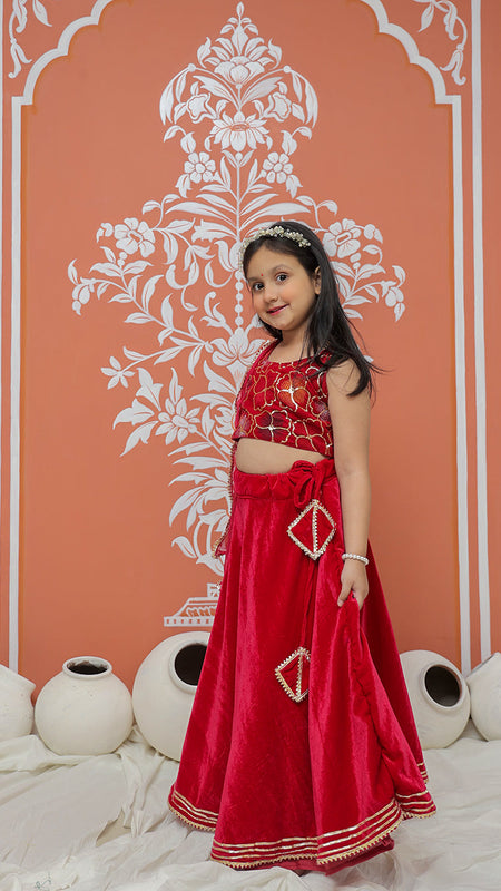 Rani Pink Velvet Lehenga set