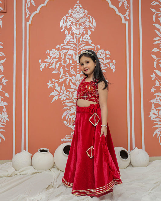 Rani Pink Velvet Lehenga set