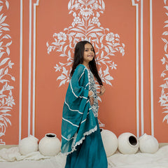 Rama Green Embroidered Design Kurta Palazzo Dupatta Set