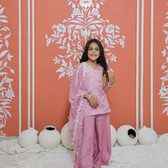 Powder Pink Kurta Palazzo Dupatta Set