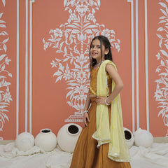 Mustard Upada Silk Tye and Dye Lehenga set
