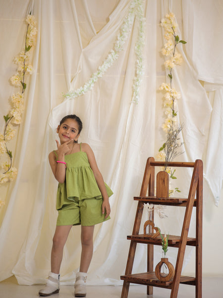 Green Jacquard Cotton Coord Set