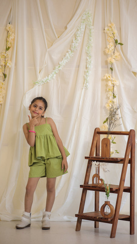 Green Jacquard Cotton Coord Set