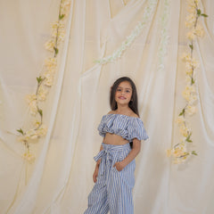 South Cotton Blue Striped Coord-set