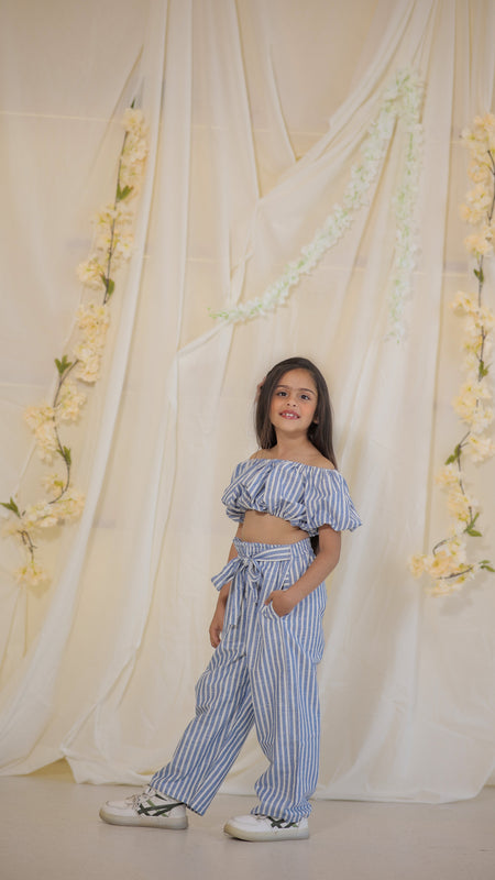 South Cotton Blue Striped Coord-set