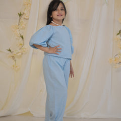 Powder Blue Cotton Slub Coord-set