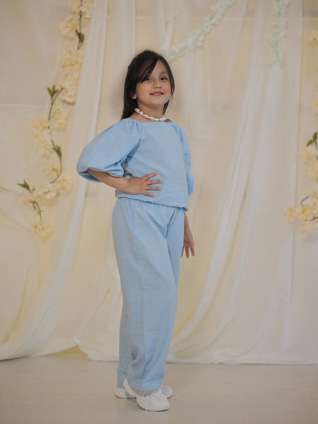 Powder Blue Cotton Slub Coord-set