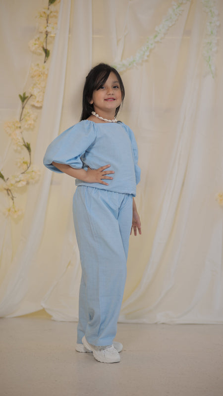 Powder Blue Cotton Slub Coord-set