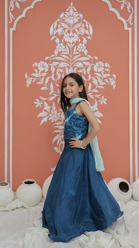 Upada Silk Tye and Dye Lehenga set