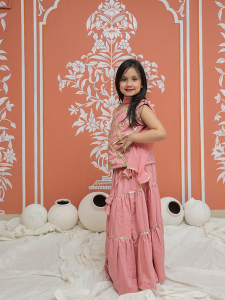Baby Pink Kurti Lehenga set