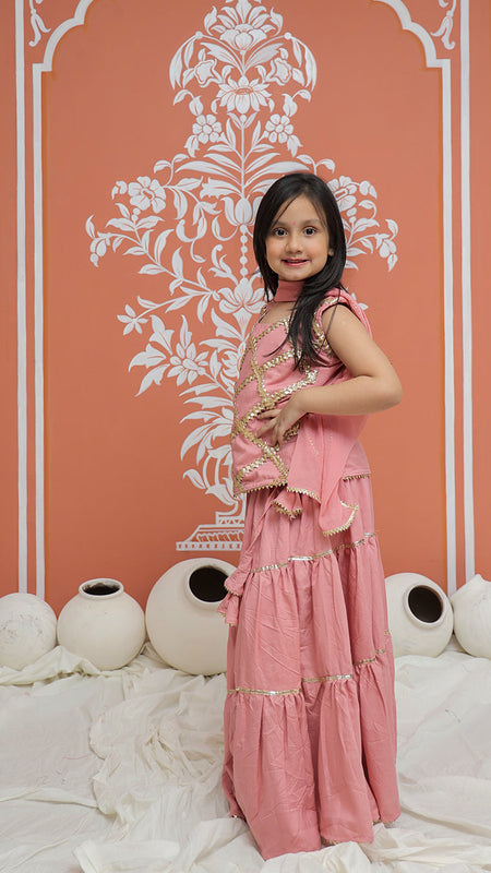 Baby Pink Kurti Lehenga set