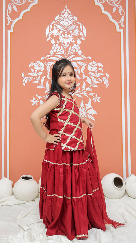 Maroon Kurti Lehenga set