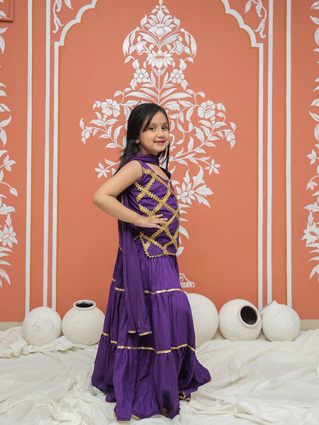 Purple Kurti Lehenga set
