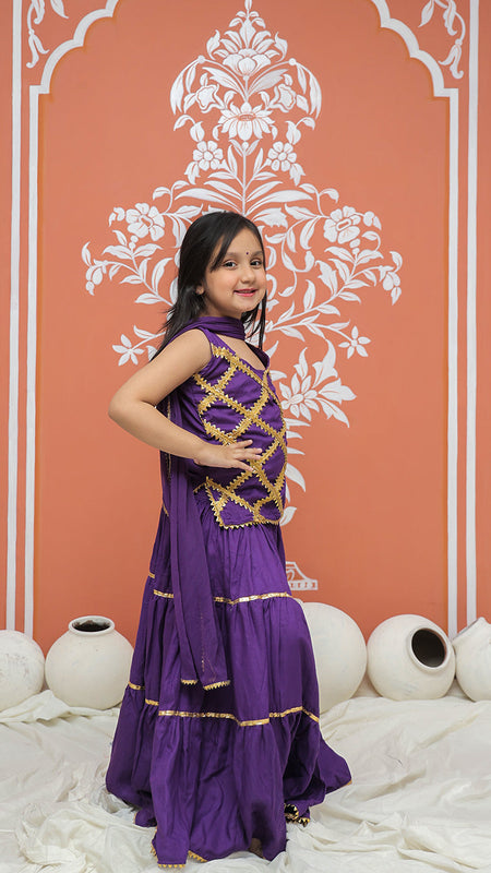 Purple Kurti Lehenga set