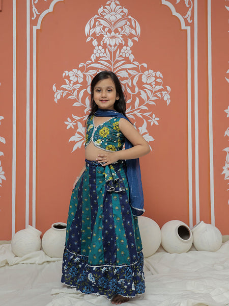 Teal colored Lehenga set