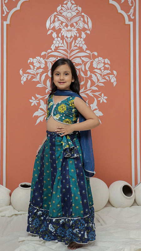 Teal colored Lehenga set