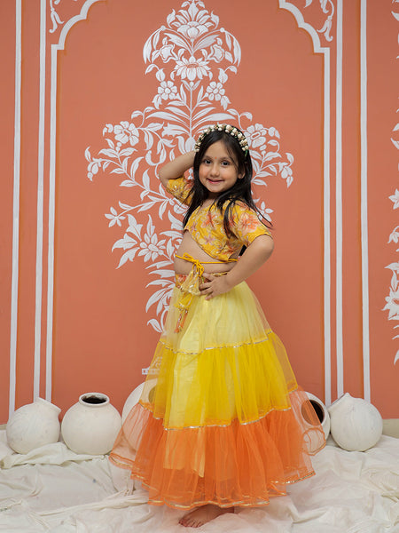 Yellow Multi colored Lehenga set