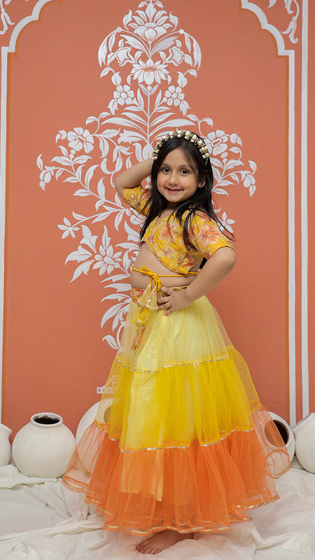 Yellow Multi colored Lehenga set