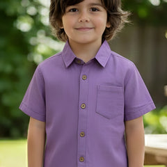 Kids Solid Purple South Cotton Half Sleeve Shirt