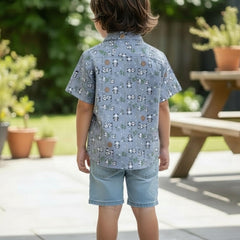 Kids Panda Print Pure Cotton Half Sleeve Shirt