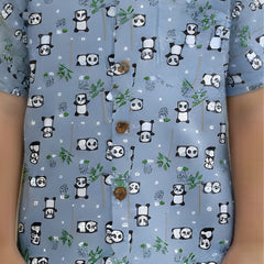 Kids Panda Print Pure Cotton Half Sleeve Shirt