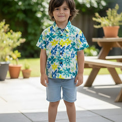 Boys Floral Print Cotton Shirt